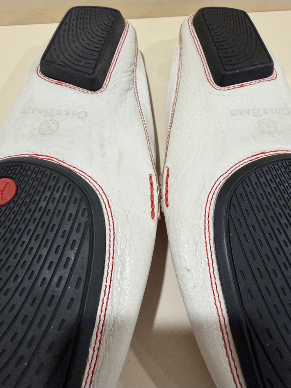 Cole Haan White and Red Leather Tassel Mules - Picture 9 of 9